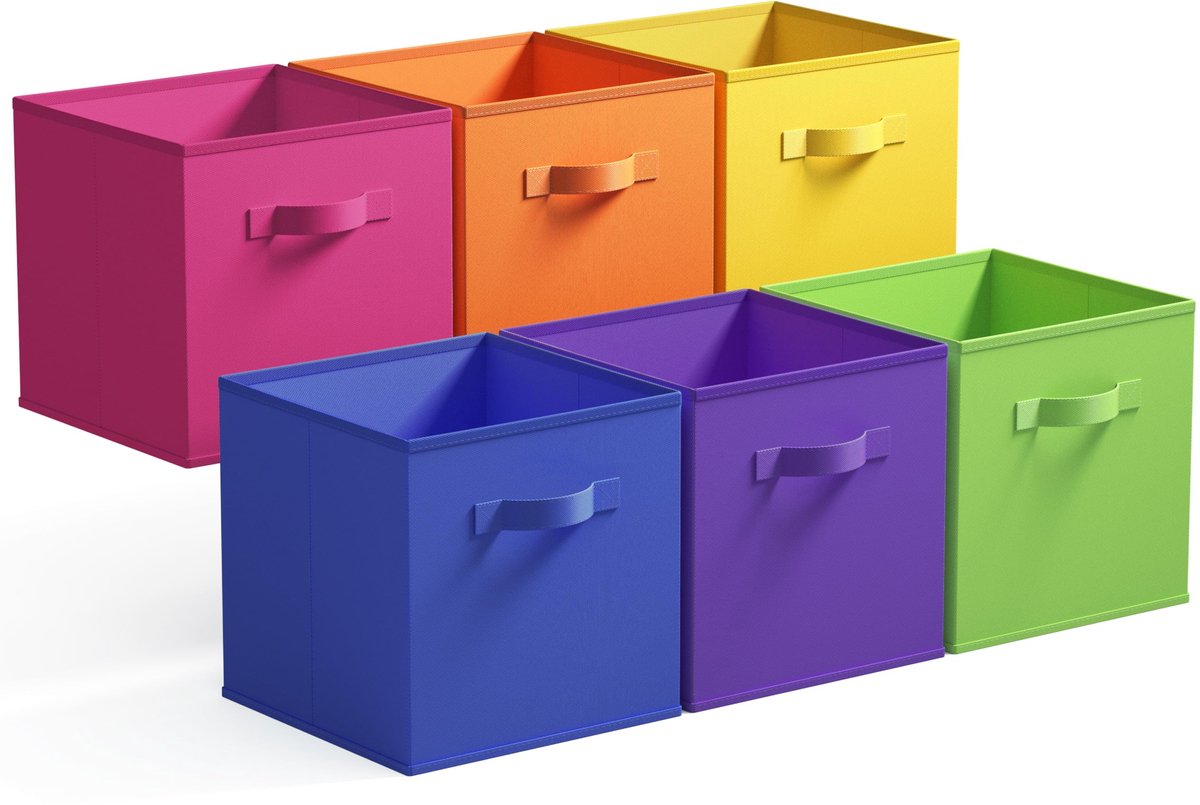 Unyqoos ® Multifunctionele Opvouwbare Stoffen Opbergdozen Set van 6 voor Kallax Plank, Diverse Kleuren
