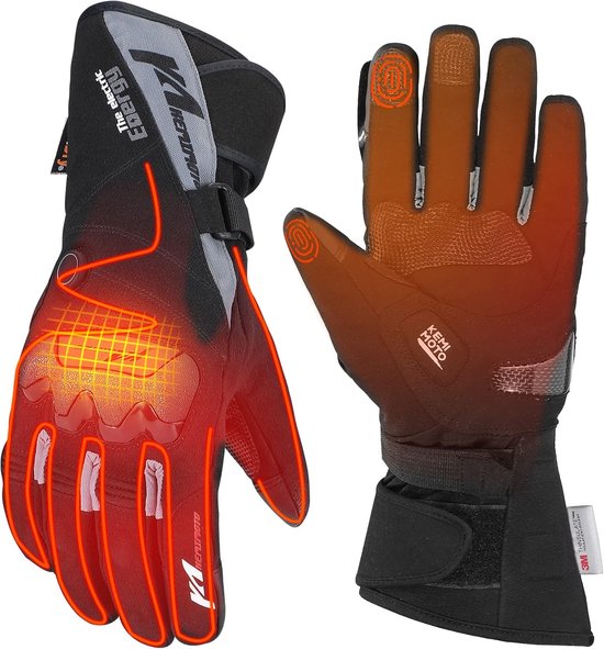 IRON JIA'S Verwarmbare handschoenen motorfiets heren winter nieuwe 3000mAh USB opladen 2-in-1 oplaadkabel touchscreen water- en winddicht geschikt voor rijden, skiën en bergbeklimmen