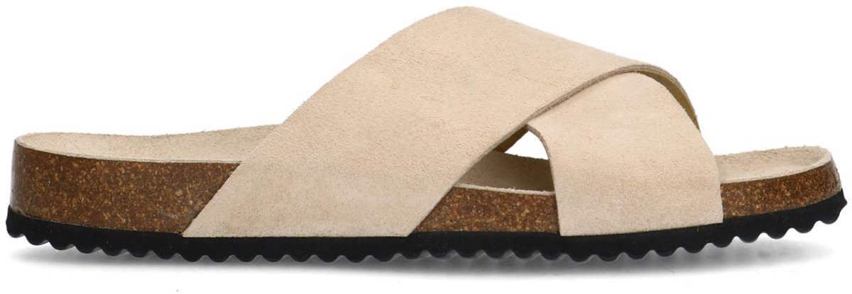 Sacha - Dames - Beige suède slippers - Maat 38