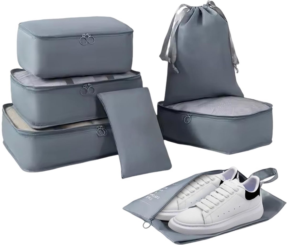 My Ninki ® Efficiënte 7-delige Reisset Met Pakkubussen en Organizers voor Kleding en Schoenen