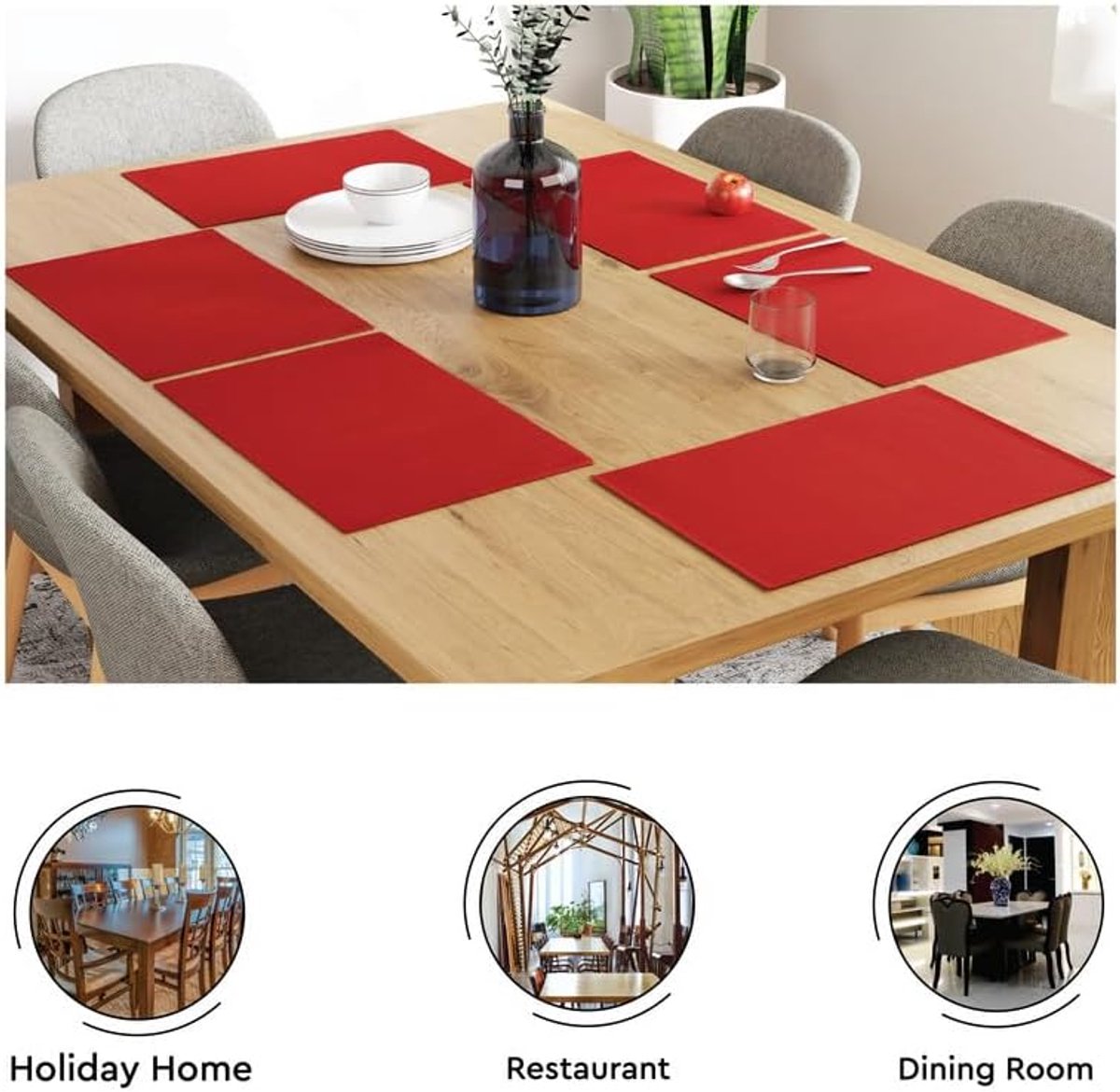 Lot De 5 Sets De Table HEMA Rouge Tomate 43x33cm Coton Côtelé épais - Très Bon état