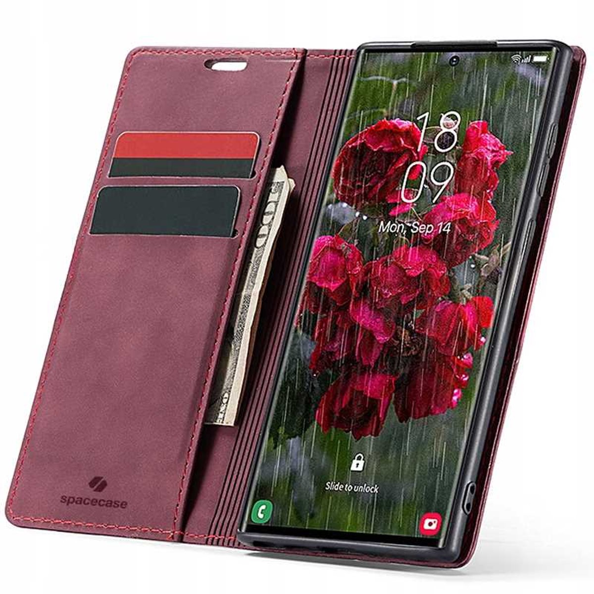 Spacecase Wallet Case Voor Galaxy S24 Ultra Rode Cover