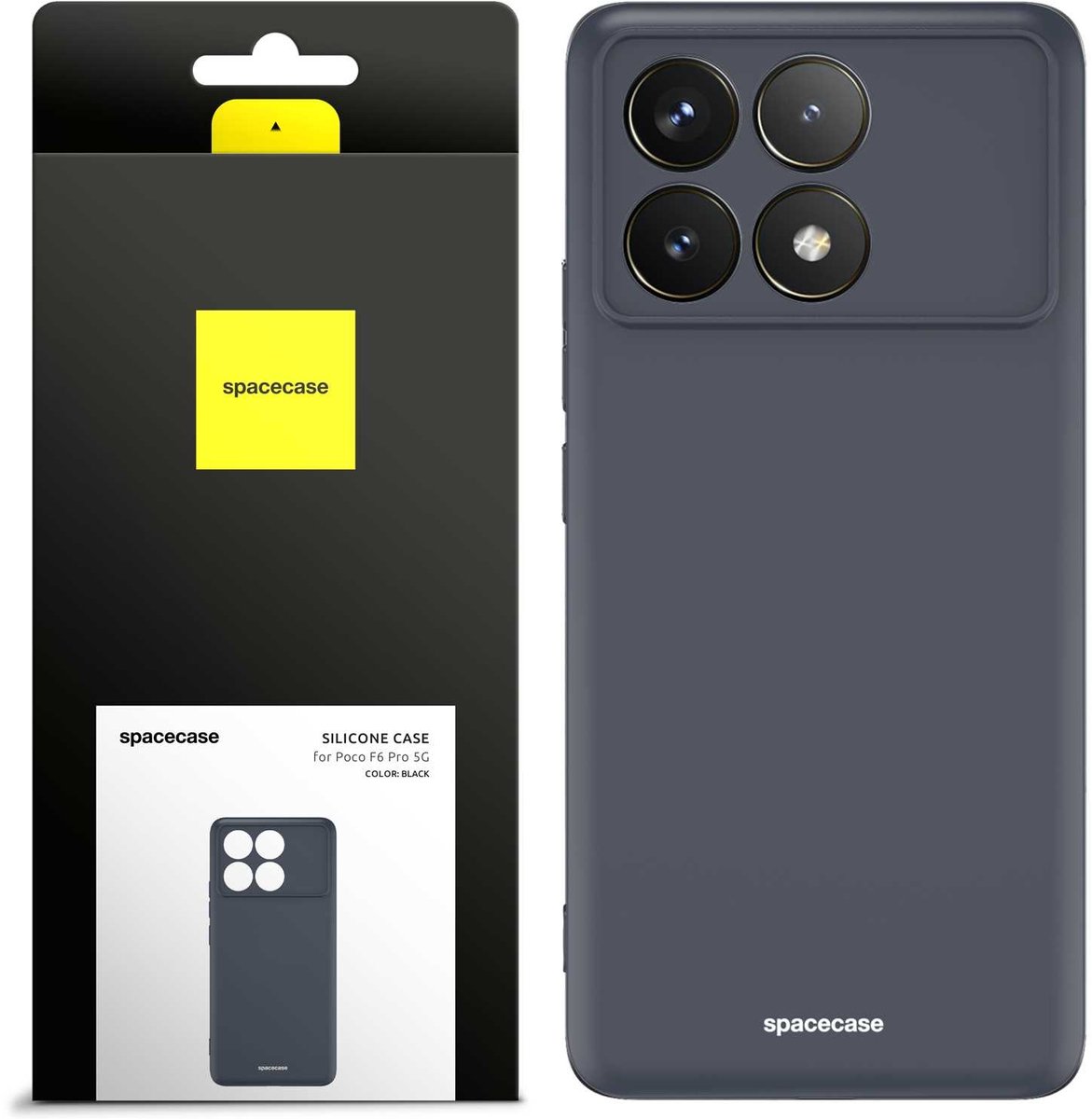 Spacecase Siliconen Hoesje Voor Poco F6 Pro 5G Zwart