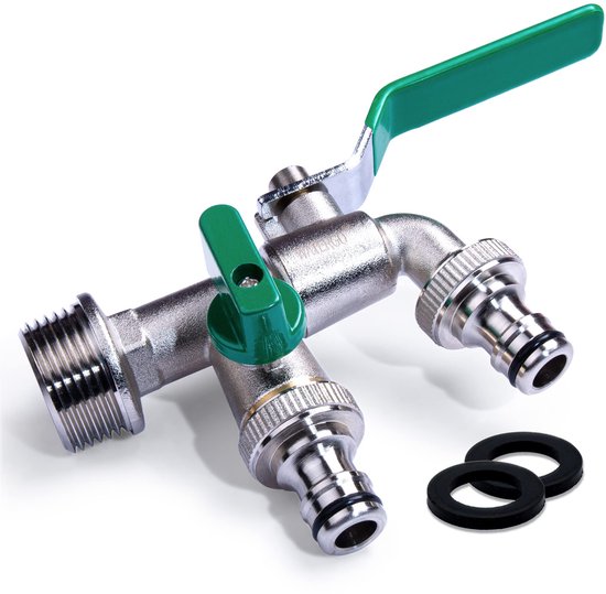 Watergo Watergo Watergo Premium Dubbele Uitloopkraan 1/2 Inch Groen/Dubbele ...