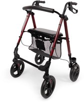 Rollator Nova - Lichtgewicht en opvouwbare rollator (6,9 kg) - Handgrepen én Zithoogte instelbaar - Inclusief Handig Mandje en Stokhouder - Met Parkeerrem en Zachte Zitting - Rood