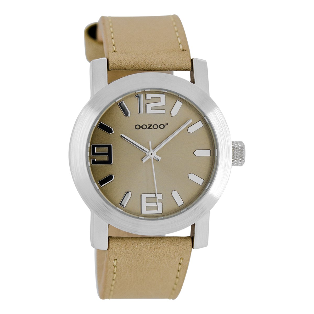 OOZOO Timepieces - Zilverkleurige horloge met zand leren band - JR201