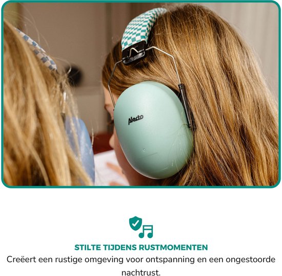 Alecto Gehoorbescherming Kinderen - Dempt harde geluiden - Bescherming tegen harde muziek bij Carnaval - Verhoogd concentratie - BV-71 Oorkappen - Groen