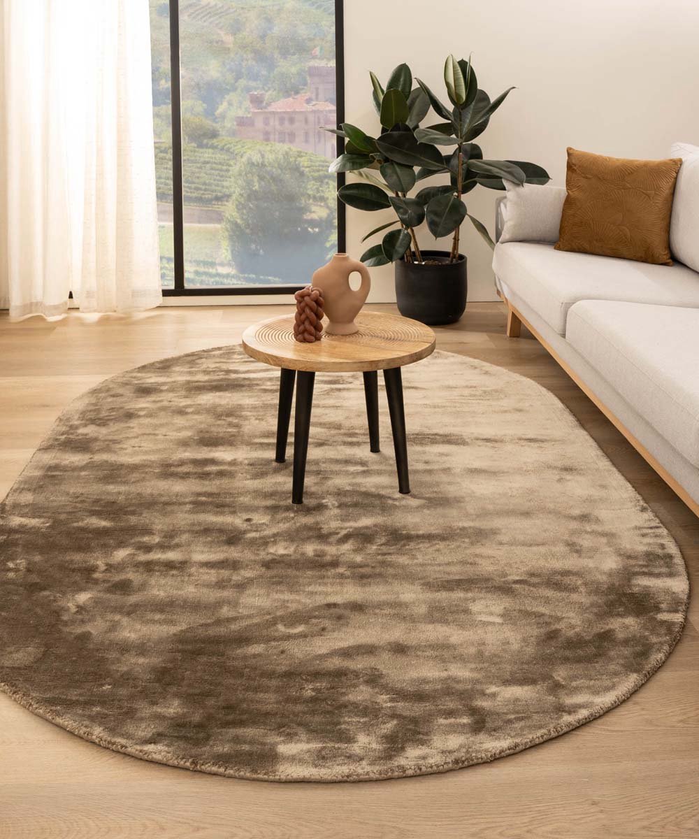 Viscose vloerkleed ovaal - Pearl bruin 250x360