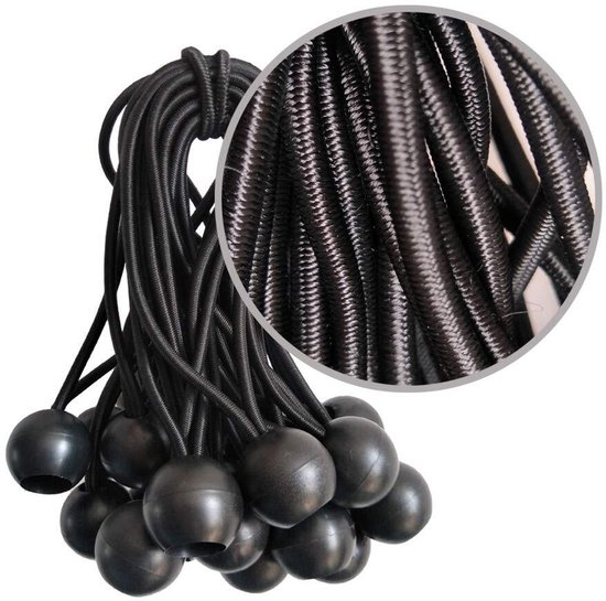 50-Pack Ball Bungee Ropes - Outdoor Tent Fixing Ball Ropes - Bungee Rope Balls - Voor trampolines, strandnetten - Bungee Rope Straps - Voor zeilen, luifels, wandbuizen - Voor kamperen, reizen, bagage, enz. - Zwart van Merkloos — afbeelding 5