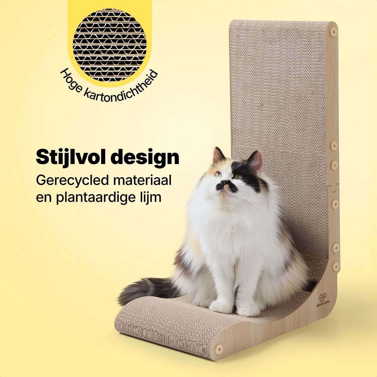 Jake and Jacky Krabkarton voor Katten met Speelballetje - Krabpaal Karton - Krabplank - Krabmand - Krabmeubel - Kartonnen Krabmat - Kattenmand - Kattenbed - 60x26,4x40 cm – foto 6