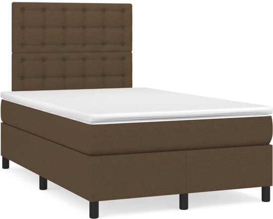 vidaXL Sommier avec matelas Tissu Marron foncé 120x200 cm - Sommier - Sommiers - Lit - Meubles de couchage