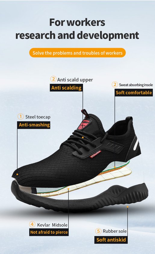 Werkschoenen Heren Dames Veiligheidsschoenen Sneakers Werkschoenen Heren Dames Veiligheidsschoenen Sneakers