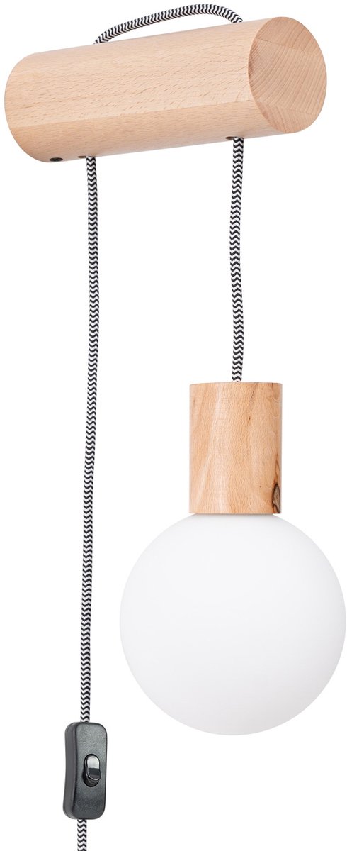 Sollux Lighting Wandlamp Nimbi - 67x6x25cm - G9 - natuurlijk hout/wit/zwart - hout/glas