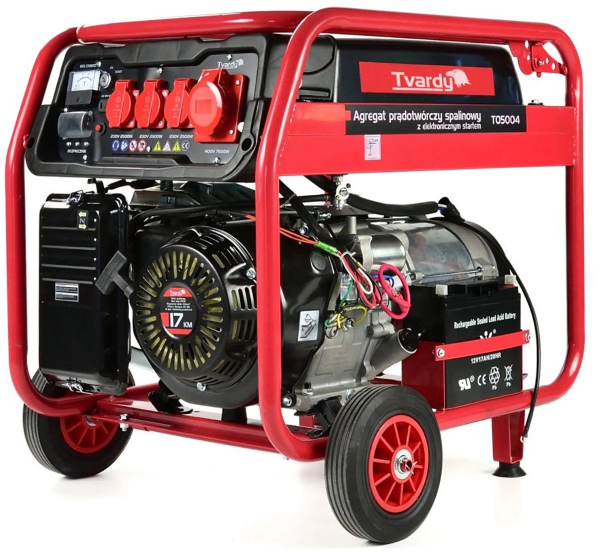 Tvardy Krachtige benzinegenerator - 17 PK - 8500W - Elektrische start - 25L tank