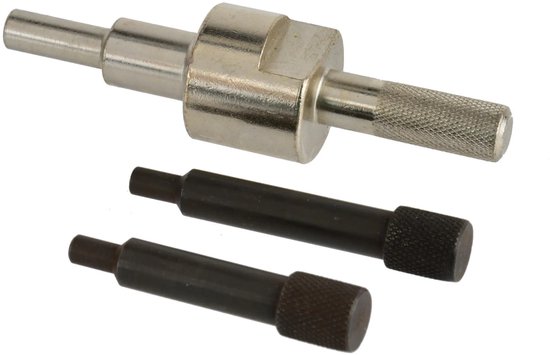 Zilveren gereedschap met twee zwarte pennen eronder.
