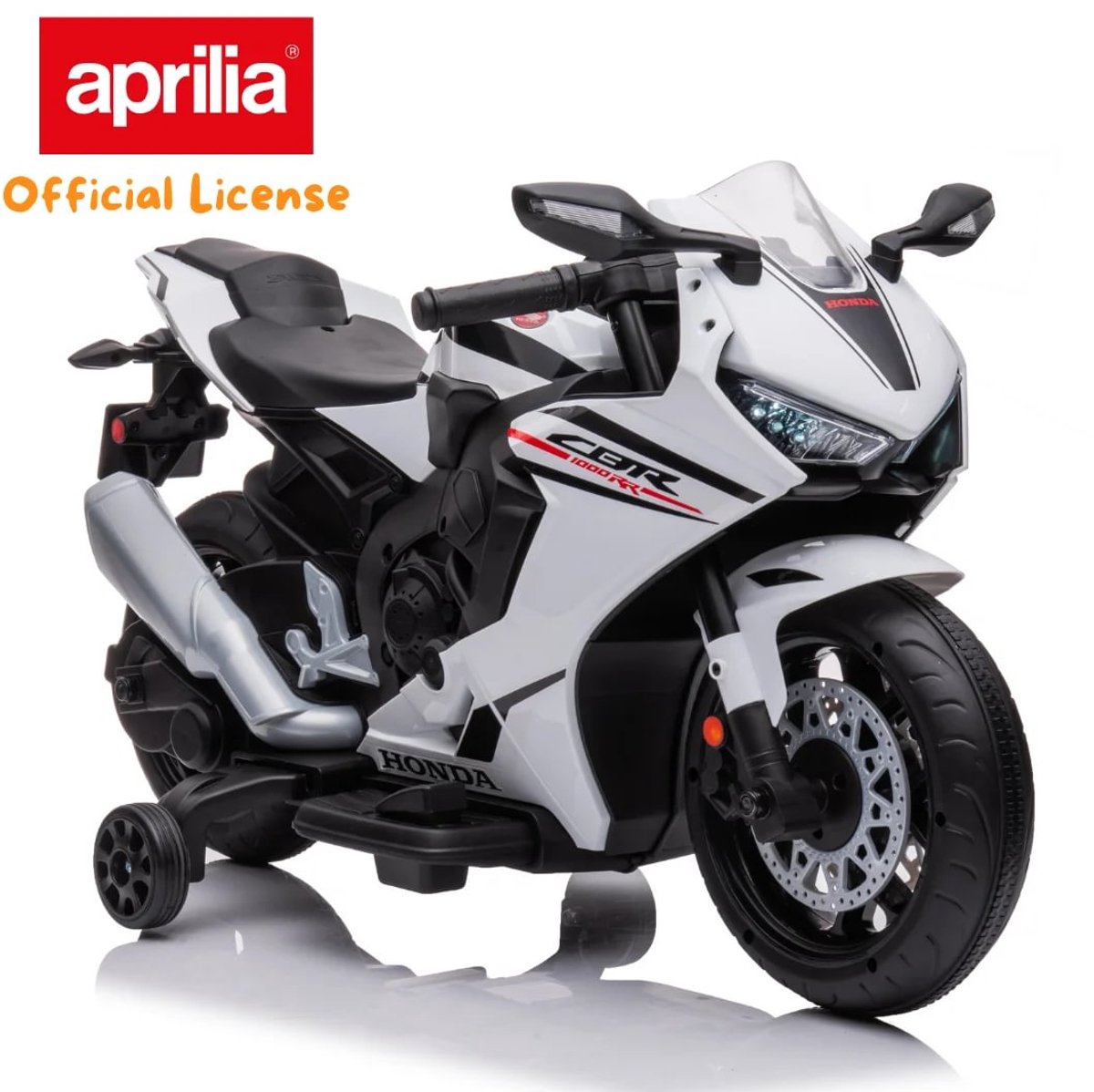Honda CBR 1000RR Full Option Elektrische Kindermotor 2 tot 5 jaar – Officieel Gelicentieerde Motor met LED-Koplamp & Claxon – Li-ion Kindermotor met Verwijderbare Zijwieltjes & Realistische Geluiden – Wit — afbeelding 13