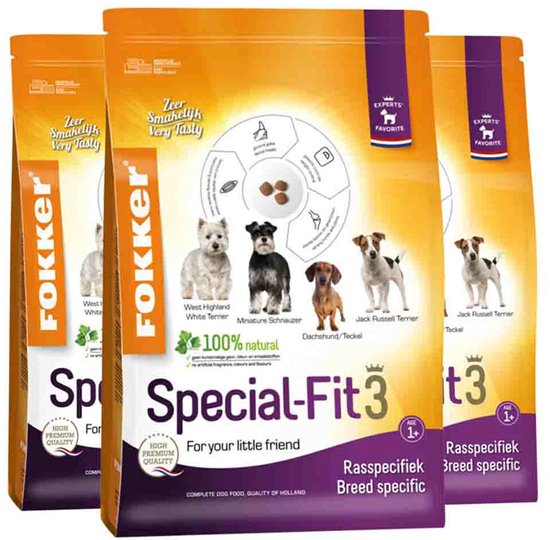 Fokker Special-Fit Hondenvoer 3 - 3 x 2,5 kg - Voordeelverpakking