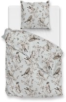 Zohome Dekbedovertrek Uccello - Bedlinnen met Takken print - 140x220 - Grijs - Dekbedhoes van 100% Katoen-Flanel