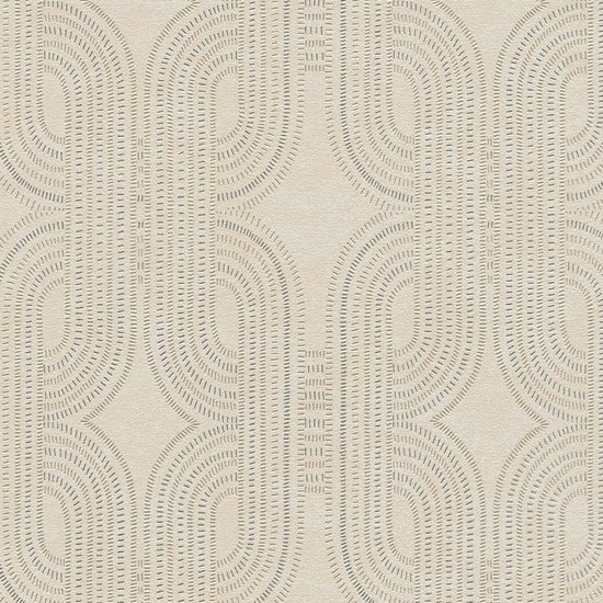 Papier peint rétro Profhome 399371-GU papier peint intissé légèrement structuré avec motif graphique et accents métalliques beige gris 5,33 m2