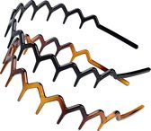 Haarband Dames - Diadeem - Zigzag Haarband - Geschikt voor Hardlopen - Haaraccessoires - Zwart en Bruin - 2 Stuks