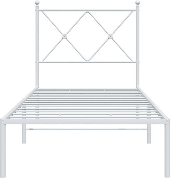 vidaXL - Bedframe - met - hoofdbord - zonder - matras - metaal - wit - 75x190 - cm