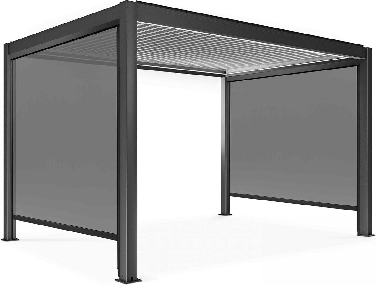 Oviala - Zelfdragende en verlichte pergola van 3x4m met 2 zonneschermen - Kavala
