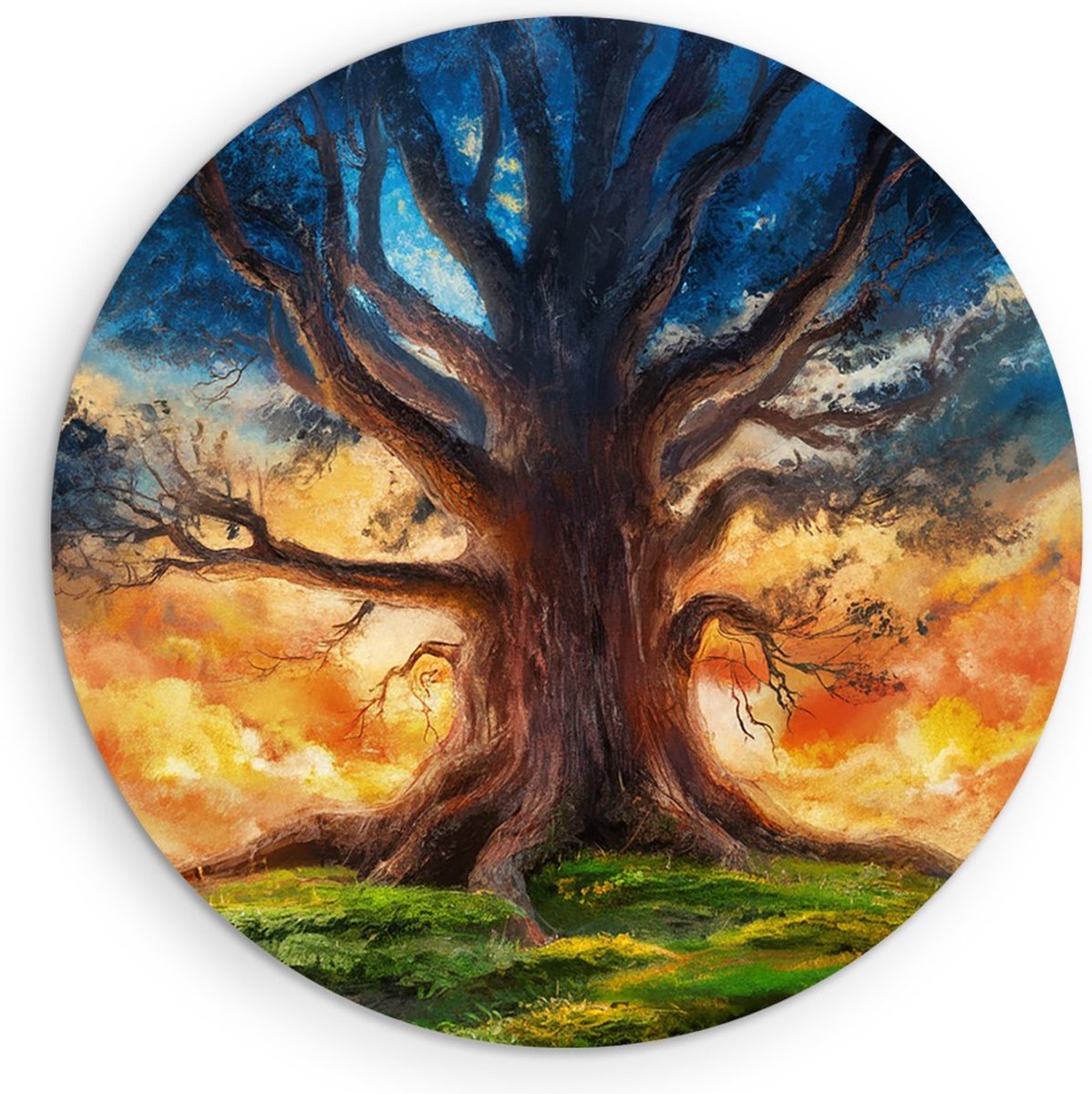 Saammp Forex Muurcirkel - Grote Abstracte Boom - Natuur - Ø 40 - Wandcirkel - Wanddecoratie Cirkel - Muurdecoratie Woonkamer - Slaapkamer decoratie - Rond Schilderij
