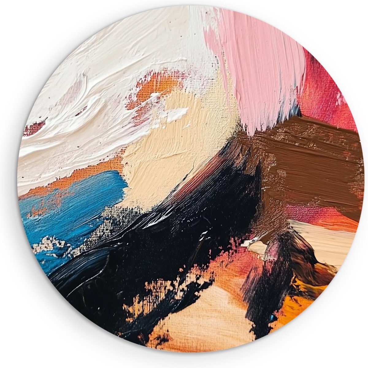 Saammp Muurcirkel Hout - Groffen verf strepen- Abstract kunstwerk - Ø 80 - Wandcirkel - Wanddecoratie Cirkel - Muurdecoratie Woonkamer - Slaapkamer decoratie - Rond Schilderij