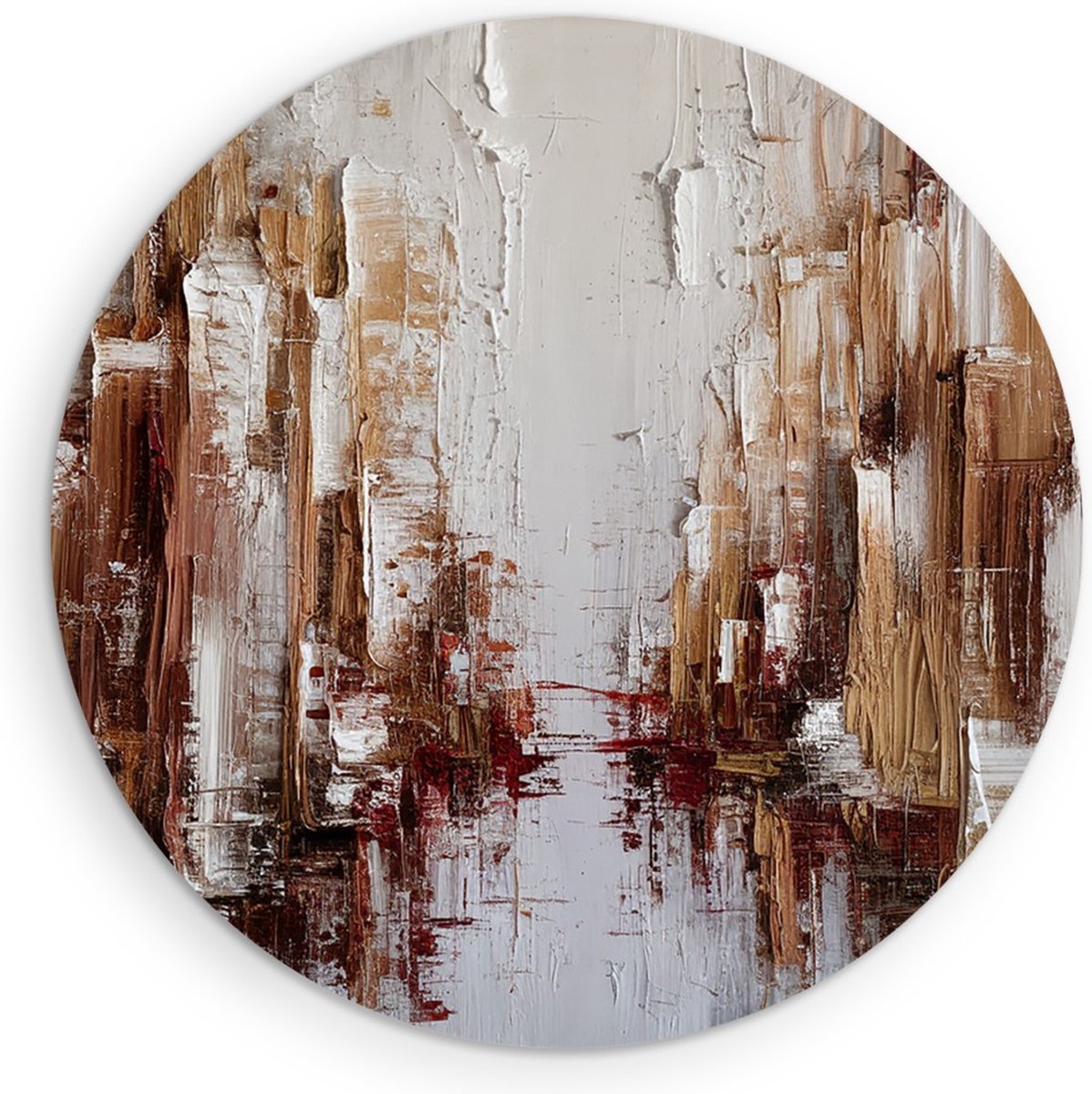 Saammp Forex Muurcirkel - Bruin - grof - Abstract - Ø 50 - Wandcirkel - Wanddecoratie Cirkel - Muurdecoratie Woonkamer - Slaapkamer decoratie - Rond Schilderij