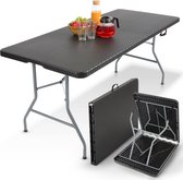 AREBOS Klaptafel - Inklapbare tafel - Campingtafel - Vouwtafel - Weerbestendig - Zwart - 182 × 74 × 74 cm - 6 personen