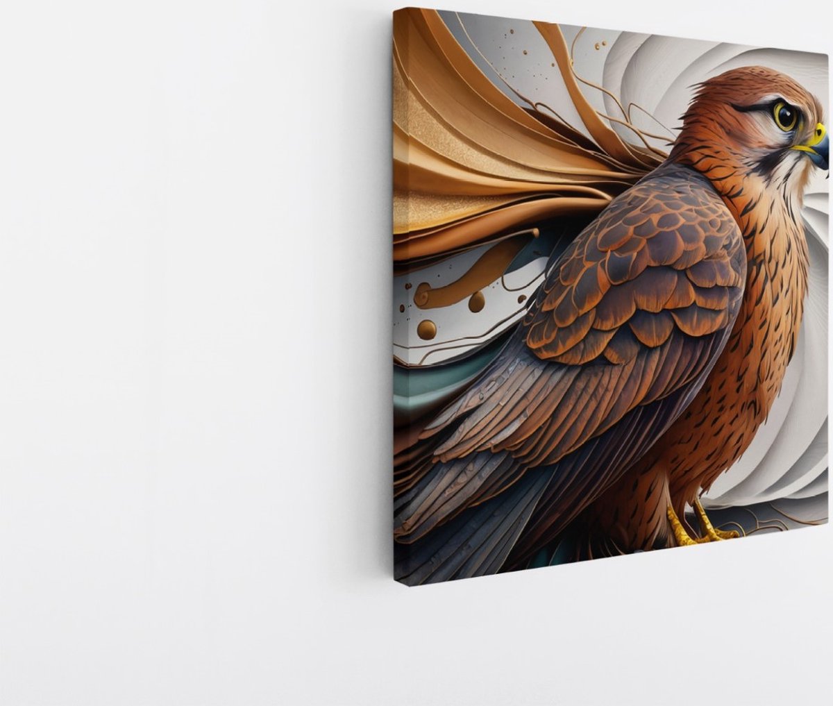 Saammp Canvas Schilderij - Abstracte Vogel - Portret - Natuur - Dieren - 30x30 - Foto op canvas - Wanddecoratie - Muurdecoratie Woonkamer - Slaapkamer decoratie - Canvas Print Multicolor