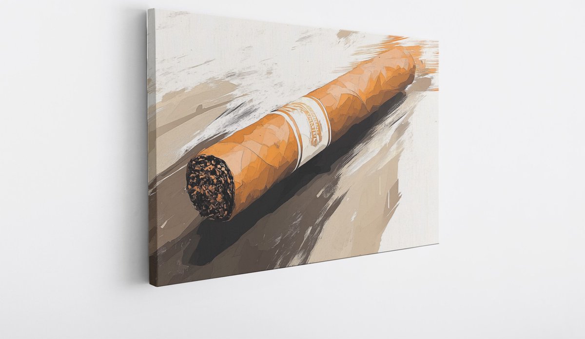 Saammp Canvas Schilderij - Sigaar - Abstract kunstwerk - 150x100 - Foto op canvas - Wanddecoratie - Muurdecoratie Woonkamer - Slaapkamer decoratie - Canvas Print Multicolor