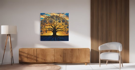 Saammp Canvas Schilderij - Spirutuele boom - Landschap - Natuur - 20x20 - Foto op canvas - Wanddecoratie - Muurdecoratie Woonkamer - Slaapkamer decoratie - Canvas Print