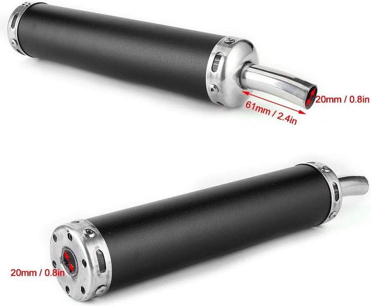 Uitlaatdemper van roestvrij staal, 20 mm/0,8 inch uitlaatdemper