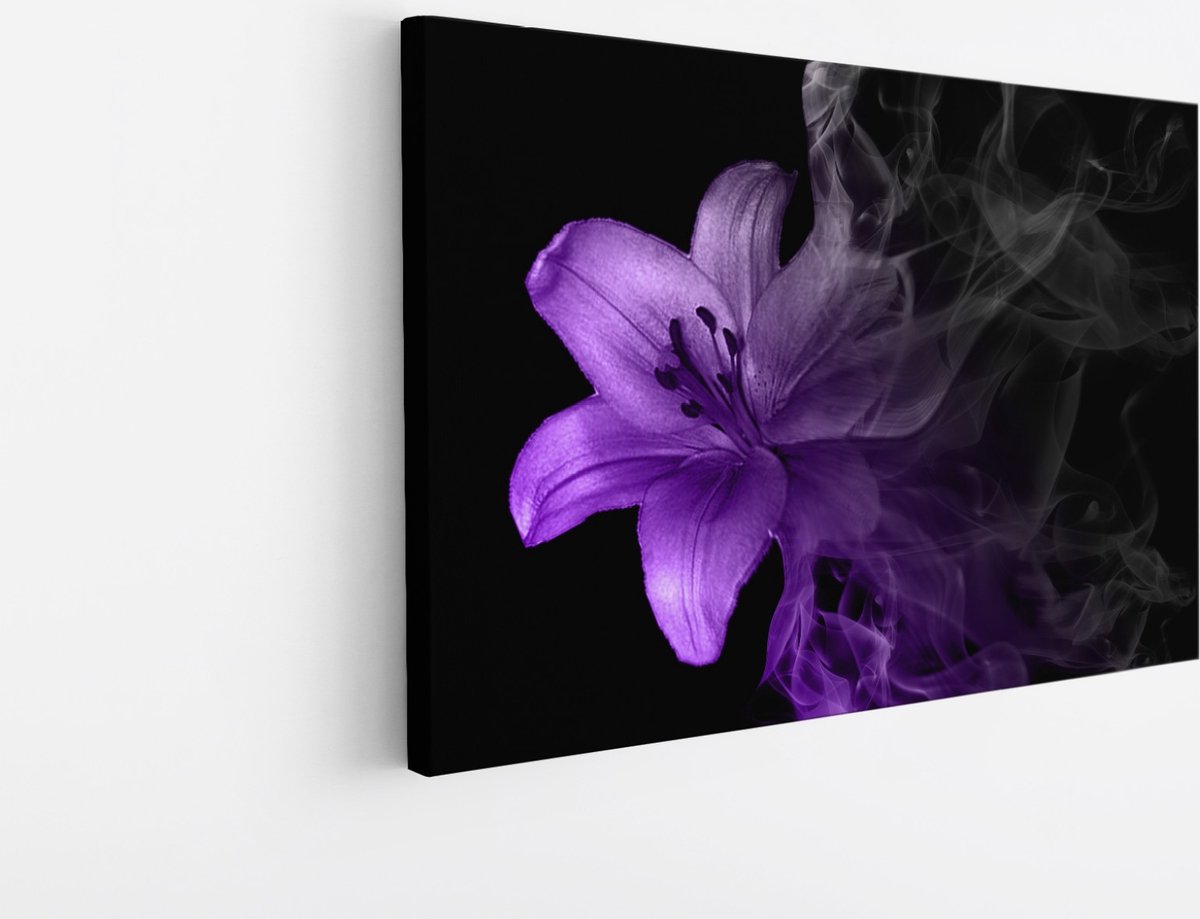 Saammp Canvas Schilderij - Paarse bloem - Natuur - 45x30 - Foto op canvas - Wanddecoratie - Muurdecoratie Woonkamer - Kantoor Decoratie Multicolor