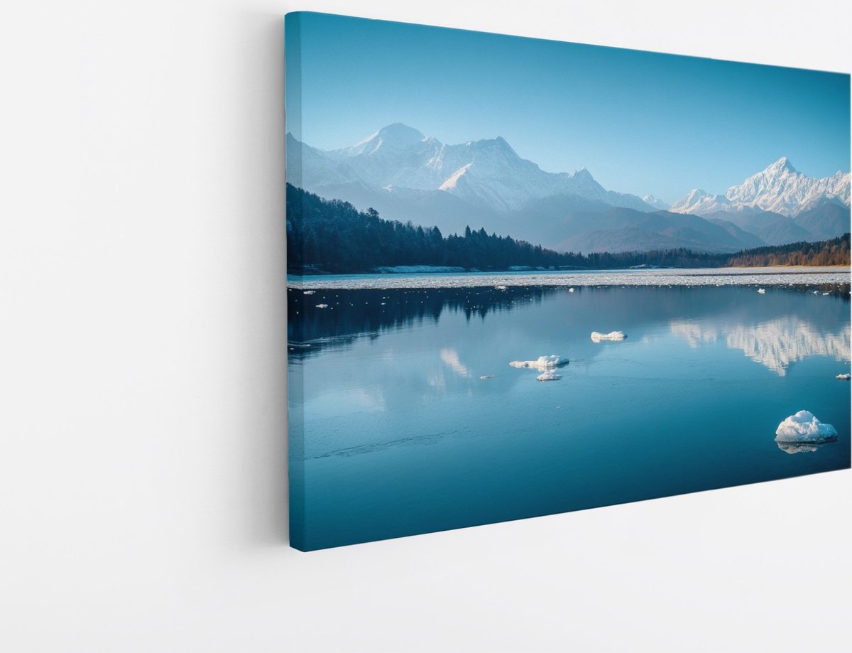 Saammp Canvas Schilderij - Koud Landschap - Natuur - 70x50 - Foto op canvas - Wanddecoratie - Muurdecoratie Woonkamer - Slaapkamer decoratie - Canvas Print Multicolor