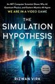 Boekcover 'The Simulation Hypothesis' met donkere gestalte in een neon stad, tekst 'WE ARE IN A VIDEO GAME'