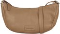 Lichtbruine Burkely crossbody tas van soepel leer met een halvemaanvorm en zichtbare naden.