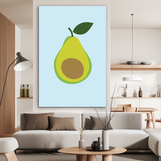 Tableau aluminium 120x180 cm - Décoration murale métal - Avocat - Illustration - Vert - Fruit - Décoration murale métal salon - Décoration industrielle - Photo sur dibond - Accessoires industriels chambre