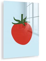 MuchoWow® Tableau sur verre 30x40 cm - Peinture acrylique sur verre - Rouge - Tomate - Légume - Photo sur verre - Décoration murale salon - Décoration murale chambre - Peintures