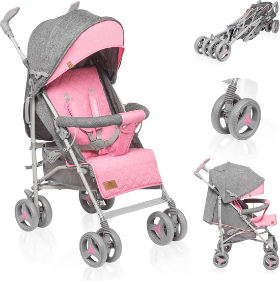 Lionelo Irma - Buggy - Wandelwagen- Lichte 7kg - tot 15 kg - Geveerde wielen - 360° - tot 5 jaar - Opbergmand - Verstelbare handgreep - Snel inklapsysteem - Compact formaat