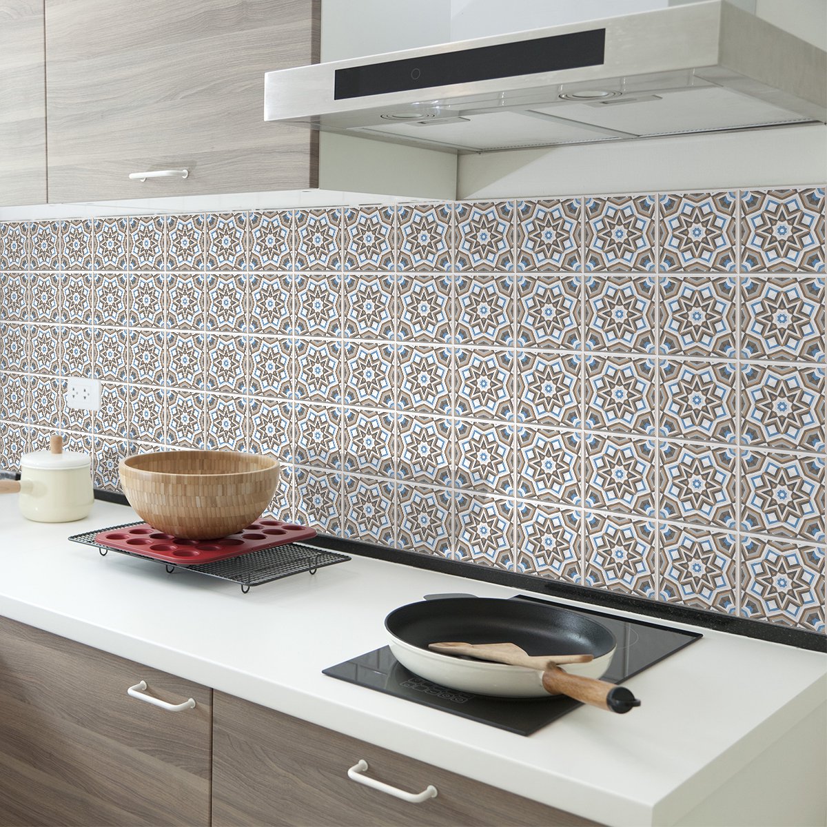 Ambiance Sticker Zelfklevende tegelmuurstickers voor keuken en badkamer - 30 cementtegelstickers (AZULEJOS PUCCI) - 30 stickers 15x15cm Multi color