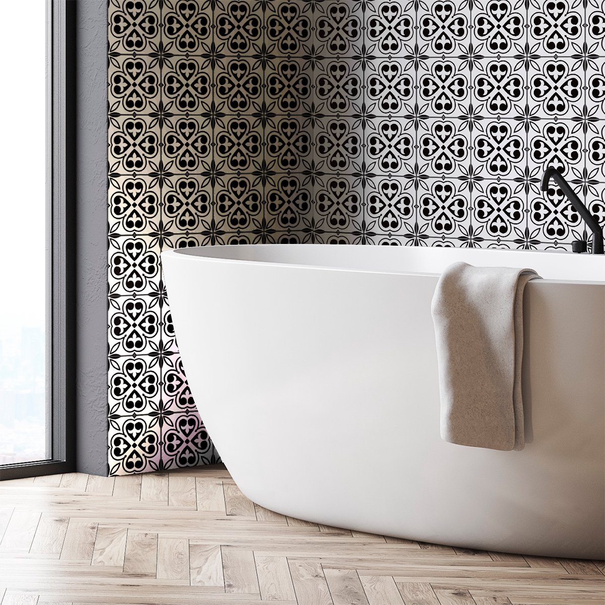 Ambiance Sticker Zelfklevende tegelmuurstickers voor keuken en badkamer - 30 cementtegelstickers, Azulejos Vita-stijl - 30 stickers, 20x20 cm Multi color