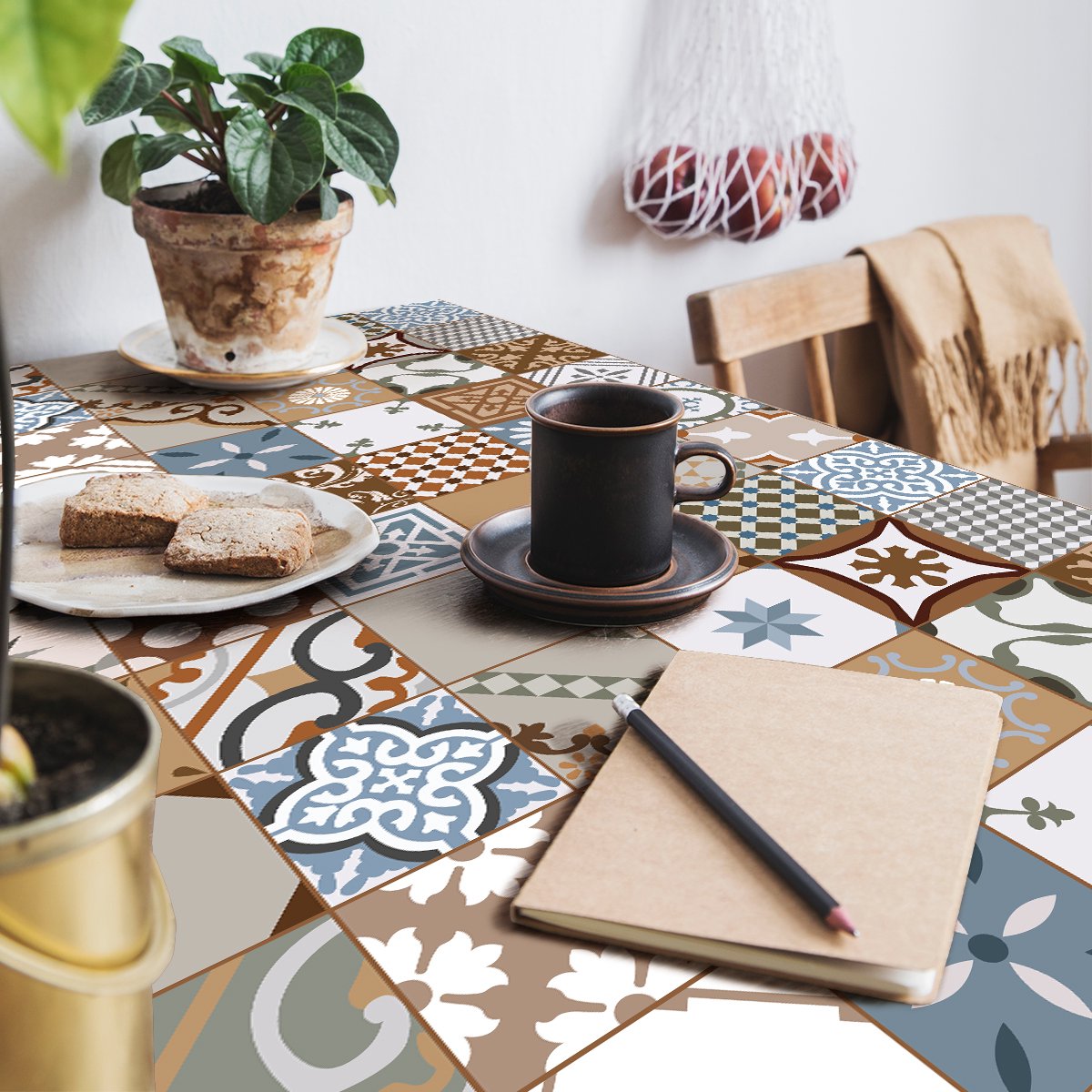 Ambiance Sticker Meubeldecoratiestickers - Zelfklevende stickers voor keuken en woonkamer - 30 meubelstickers met cementtegelmotief van ANDRIO - 30 stickers van 15x15 cm Multi color