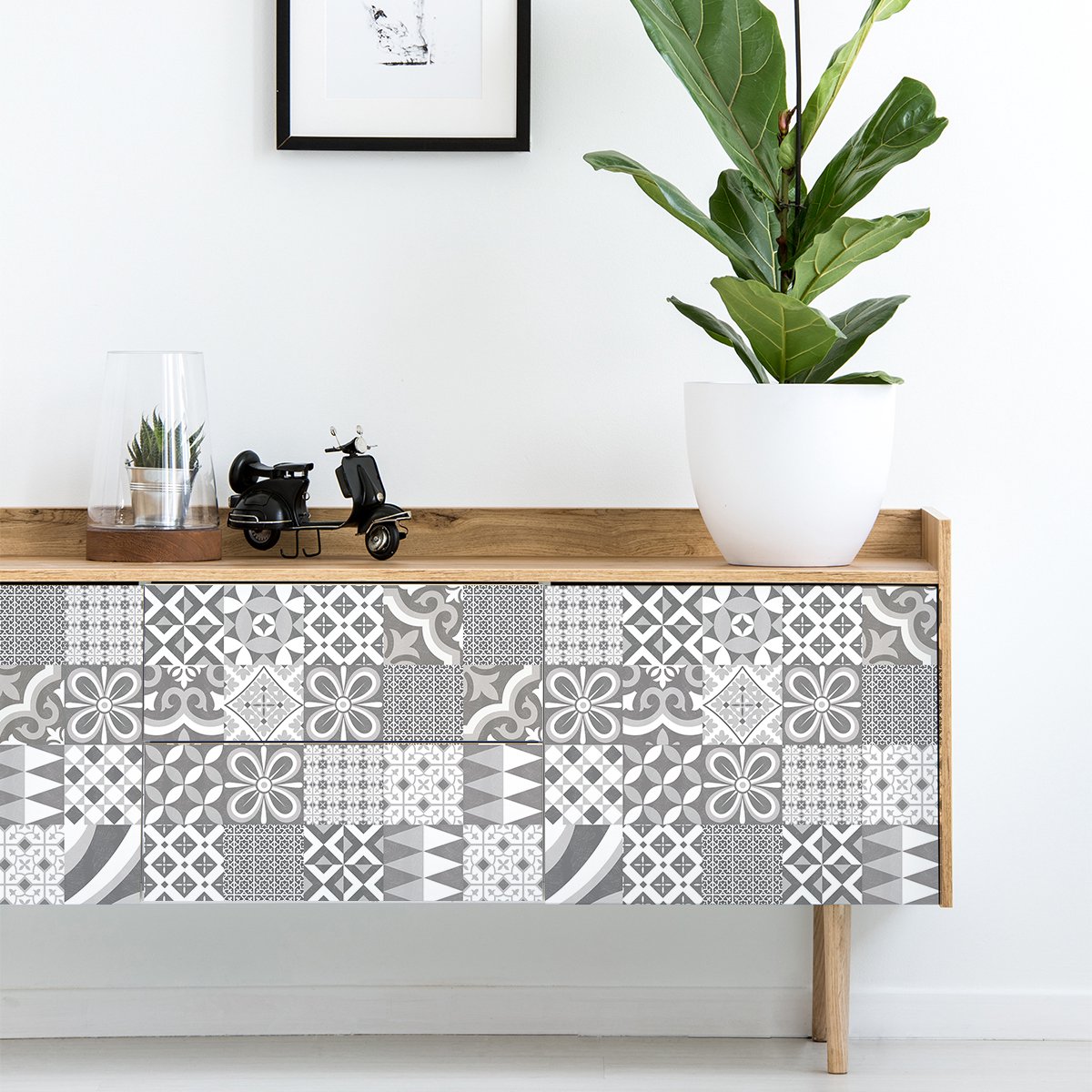 Ambiance Sticker Meubeldecoratiestickers - 30 authentieke Tihnio cementtegel meubelstickers - 30 stickers 10x10cm Multi color
