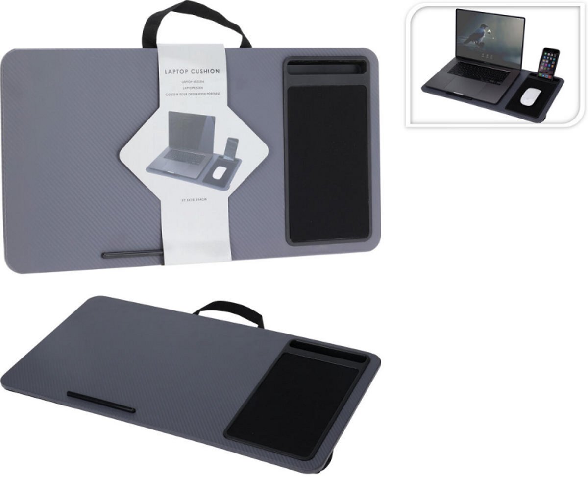 Schoot Laptopstandaard met kussen - 58x31x4cm - Grijs