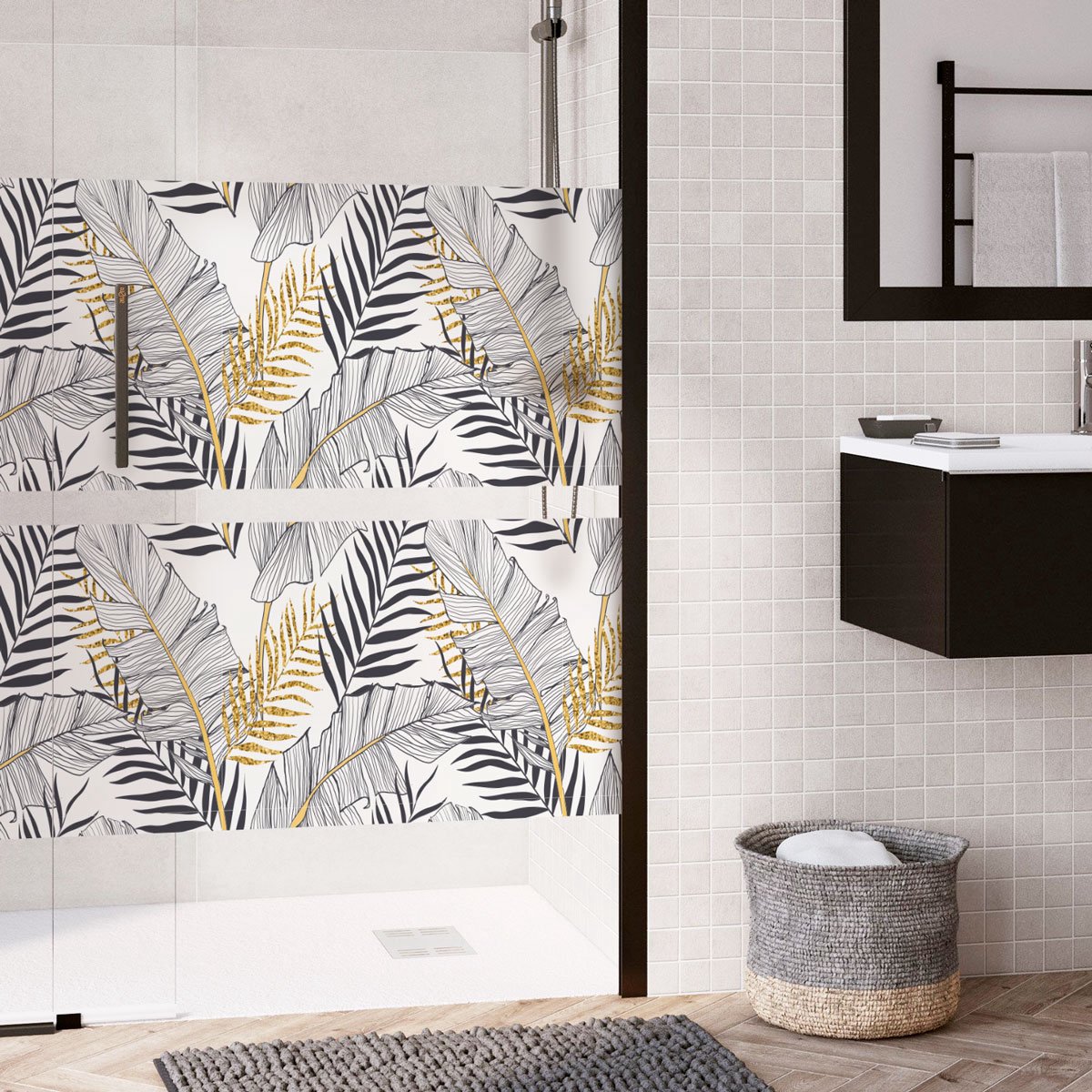 Privacy raamfolie - CHIC PALMBLADEREN - Stickers voor ramen en douchedeuren - 40x200cm