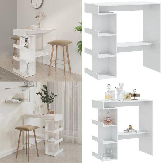 Uitschuifbare bartafel met opbergruimte - 133-202 x 70 x 93,5 cm - met Uitschuifbare bartafel met opbergruimte - 133-202 x 70 x 93,5 cm - met