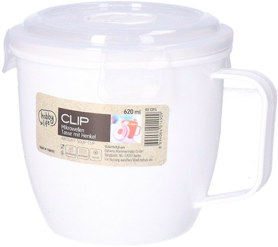 Tasse micro-ondes Hobby Life - 620 ml - chauffage des aliments - blanc - 8,5 x 11 cm