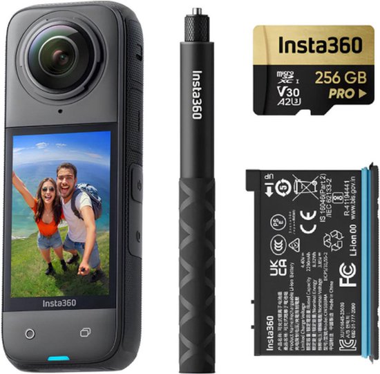Insta360 X4 - Actioncam - 360 graden-camera - 8K - Vlog bundel - Met selfiestick, extra accu en 256GB SD